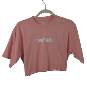 BARSTOOL Shorts Daddy Gang Pink Short Sleeve Cropped Tee Size Medium